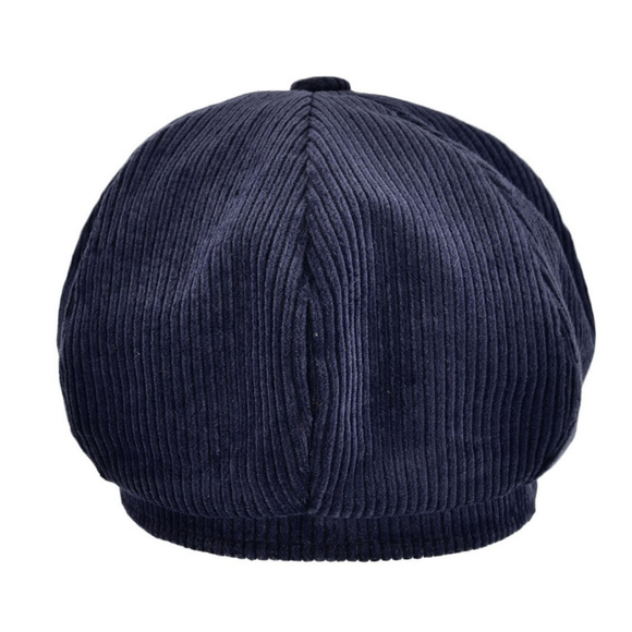 Corduroy Unisex Newsboy Hat Cap in Navy - Picture 4 of 7